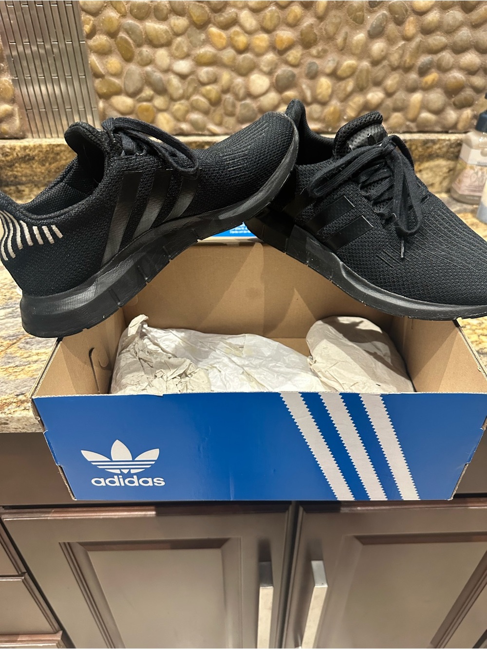 adidas woman’s Black Knit Running Sneakers with Subtle Reflective Accents